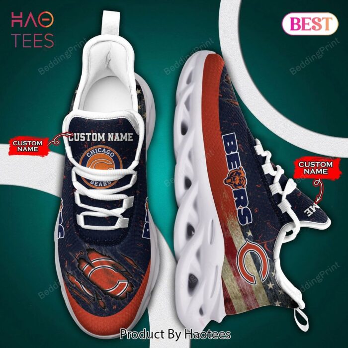 Chicago Bears Nfl Personalized Orange Mix Blue Max Soul Shoes