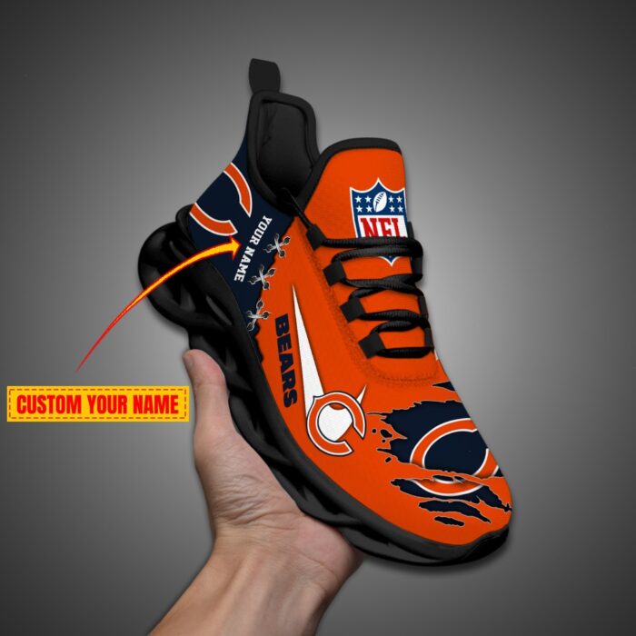 Chicago Bears Personalized Ripped Design NFL Max Soul Shoes