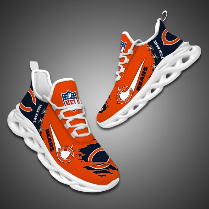 Chicago Bears Personalized Ripped Design NFL Max Soul Shoes