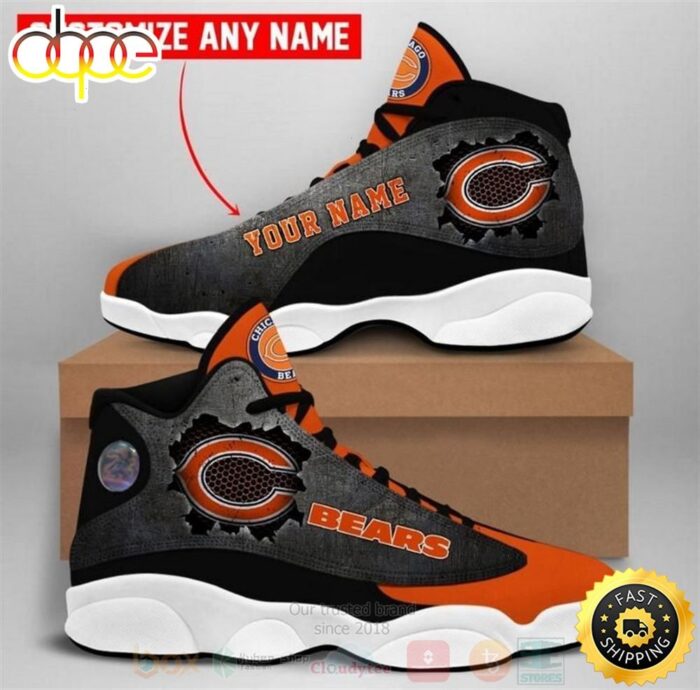 Chicago Bears Team NFL Custom Name Air Jordan 13 Shoes