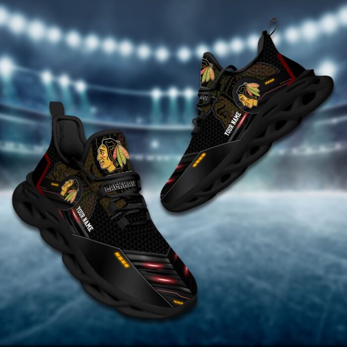 Chicago Blackhawks Personalized NHL Sport Black Max Soul Shoes