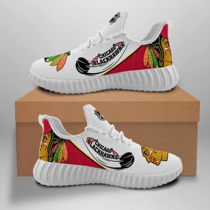 Chicago Blackhawks Unisex Sneakers New Sneakers Hockey Custom Shoes Chicago Blackhawks Yeezy Boost