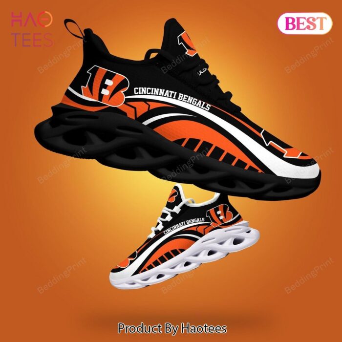 Cincinnati Bengals Black White Orange Max Soul Shoes for Bengals Fan