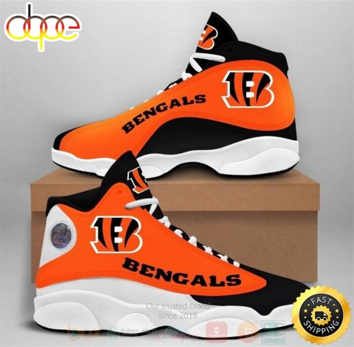 Cincinnati Bengals NFL Big Logo Football Team Air Jordan 13 Shoes