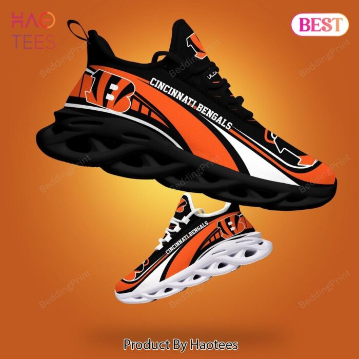 Cincinnati Bengals NFL Black White Orange Max Soul Shoes