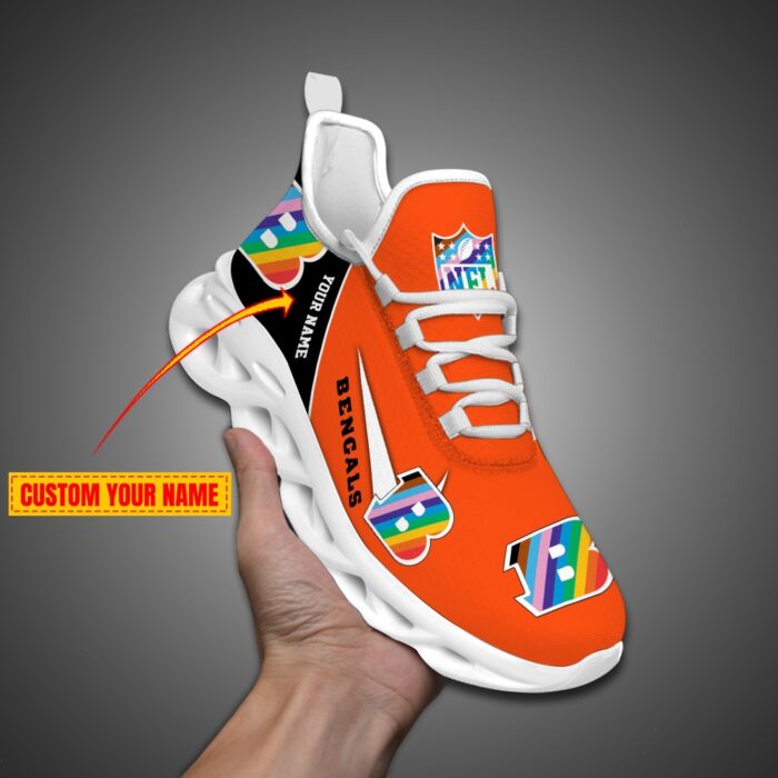 Cincinnati Bengals Personalized Pride Month Luxury NFL Max Soul Shoes Ver 2