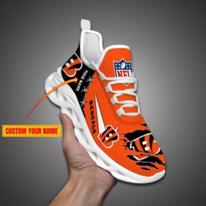 Cincinnati Bengals Personalized Ripped Design NFL Max Soul Shoes