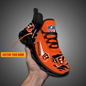 Cincinnati Bengals Personalized Ripped Design NFL Max Soul Shoes