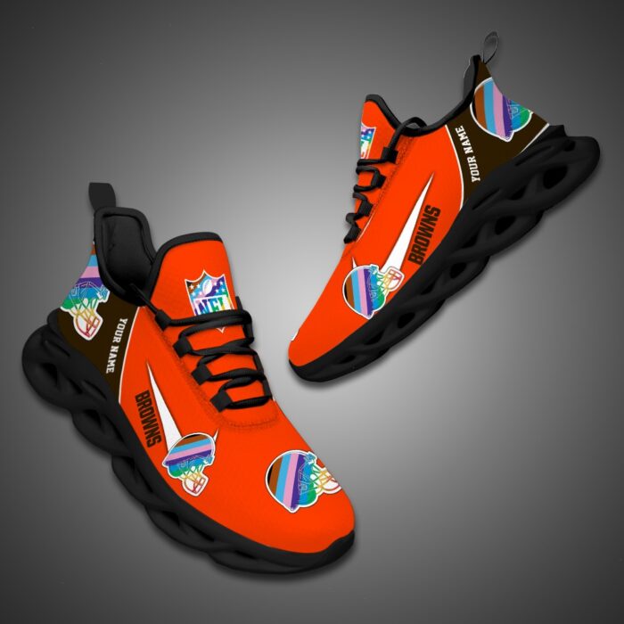 Cleveland Browns Personalized Pride Month Luxury NFL Max Soul Shoes Ver 2