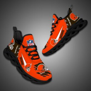 Cleveland Browns Personalized Ripped Design NFL Max Soul Shoes