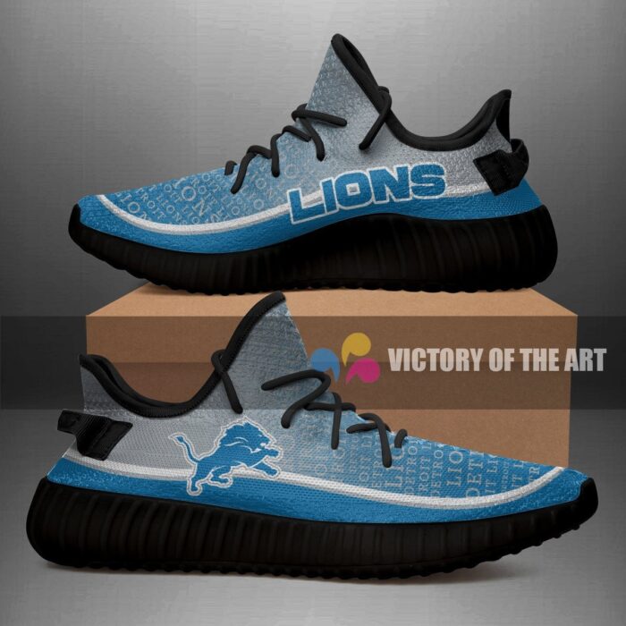 Colorful Line Words Detroit Lions Yeezy Shoes