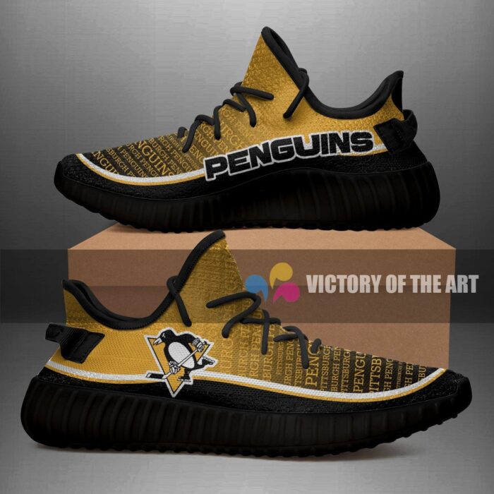 Colorful Line Words Pittsburgh Penguins Yeezy Shoes