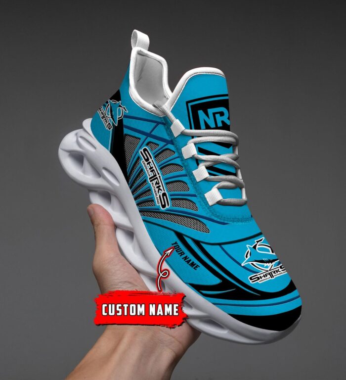 Cronulla Sutherland Sharks Custom Name NRL Max Soul Shoes