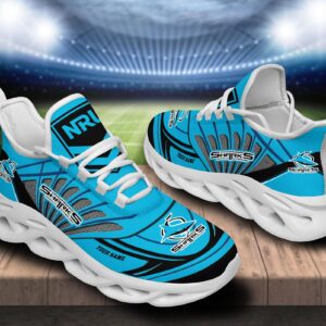 Cronulla Sutherland Sharks Custom Name NRL Max Soul Shoes