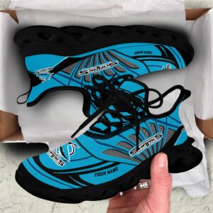 Cronulla Sutherland Sharks Custom Name NRL Max Soul Shoes