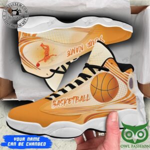 Custom Name Basketball Player Orange and White Air Jordan 13