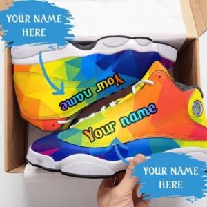 Custom Name Lgbt Color Pattern All Over Printed Air Jordan 13 Sneakers