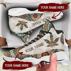 Custom Name Mandala Weed Leaf All Over Printed Air Jordan 13 Sneakers