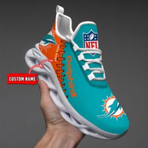 Custom Name Miami Dolphins Max Soul Shoes