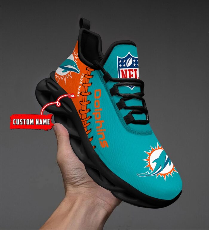 Custom Name Miami Dolphins Max Soul Shoes