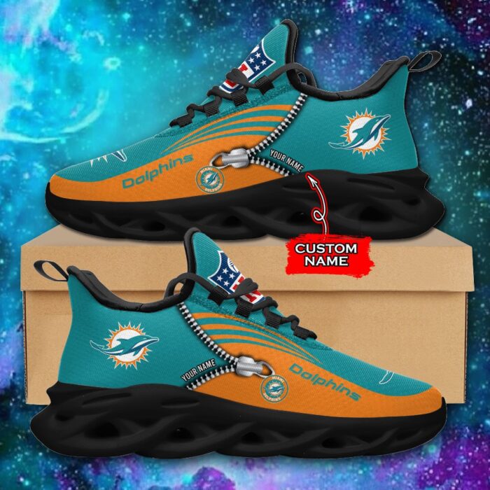 Custom Name Miami Dolphins Personalized Max Soul Shoes 75