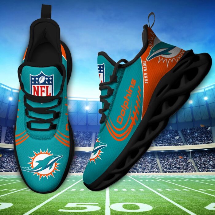 Custom Name Miami Dolphins Personalized Max Soul Shoes 81