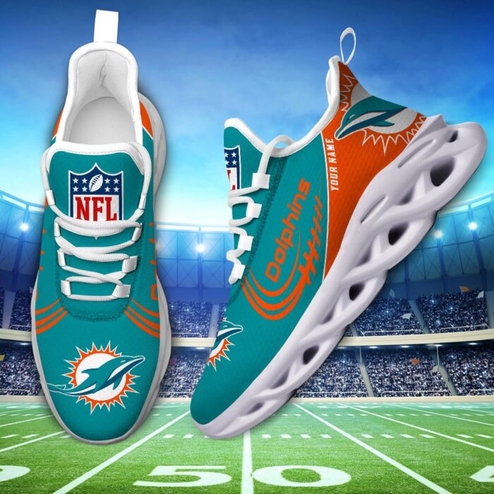 Custom Name Miami Dolphins Personalized Max Soul Shoes 81