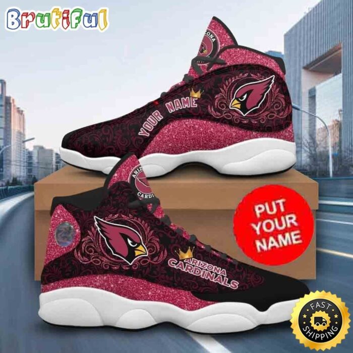 Custom Name NFL Arizona Cardinals Glitter Air Jordan 13 Shoes Printed Logo JD 13