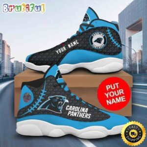 Custom Name NFL Carolina Panthers Logo Pattern Air Jordan 13 Shoes Printed Logo JD 13