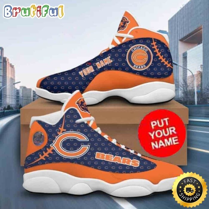 Custom Name NFL Chicago Bears Logo Pattern Air Jordan 13 Shoes Printed Logo JD 13