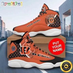 Custom Name NFL Cincinnati Bengals Air Jordan 13 Shoes Printed Logo JD 13