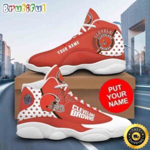 Custom Name NFL Cleveland Browns Air Jordan 13 Shoes Printed Logo JD 13