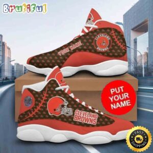 Custom Name NFL Cleveland Browns Logo Design Air Jordan 13 Shoes Printed Logo JD 13