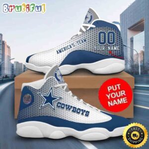 Custom Name NFL Dallas Cowboys Air Jordan 13 Shoes Custom NFL Shoes Printed Logo JD 13