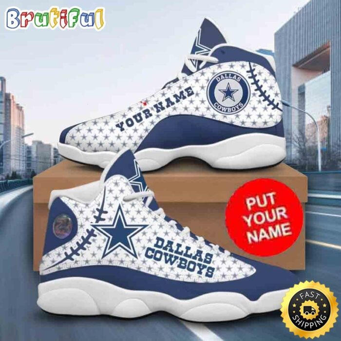 Custom Name NFL Dallas Cowboys Air Jordan 13 Shoes NFL Cowboys Gift for Fans Printed Logo JD 13