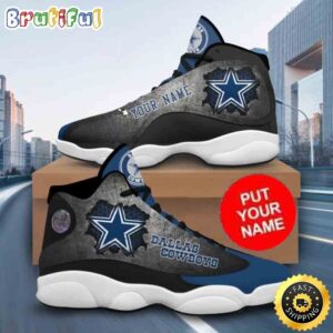 Custom Name NFL Dallas Cowboys Air Jordan 13 Shoes NFL Gifts Printed Logo JD 13