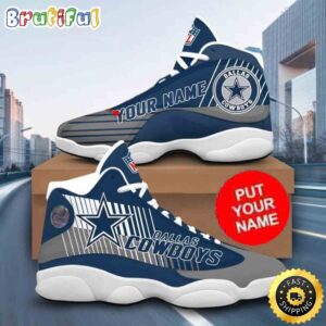 Custom Name NFL Dallas Cowboys Air Jordan 13 Shoes Printed Logo JD 13