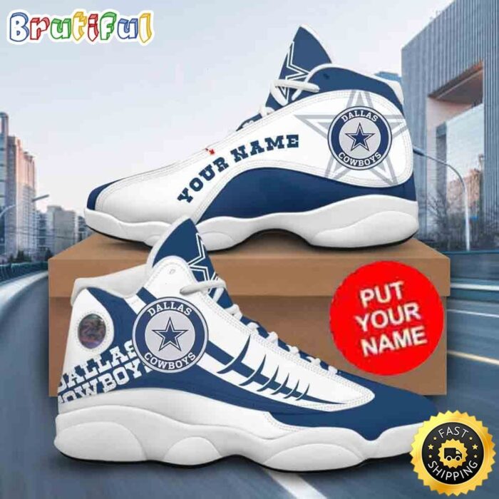 Custom Name NFL Dallas Cowboys Logo Design Air Jordan 13 Shoes Printed Logo JD 13