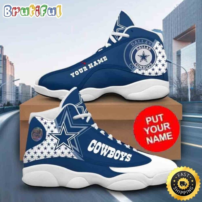 Custom Name NFL Dallas Cowboys Logo Pattern Air Jordan 13 Shoes Printed Logo JD 13