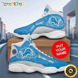 Custom Name NFL Detroit Lions Air Jordan 13 Shoes Printed Logo JD 13