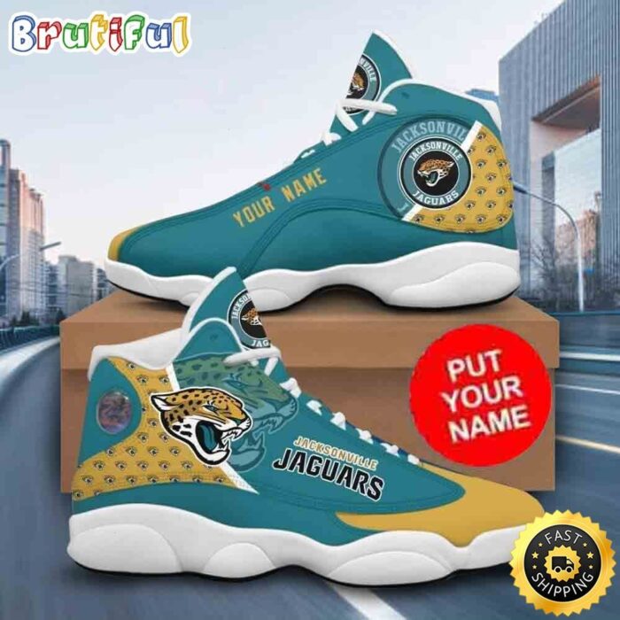 Custom Name NFL Jacksonville Jaguars Air Jordan 13 Shoes Printed Logo JD 13