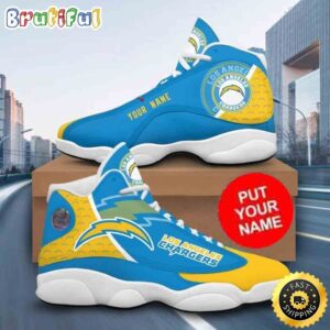 Custom Name NFL Los Angeles Chargers Air Jordan 13 Shoes Printed Logo JD 13