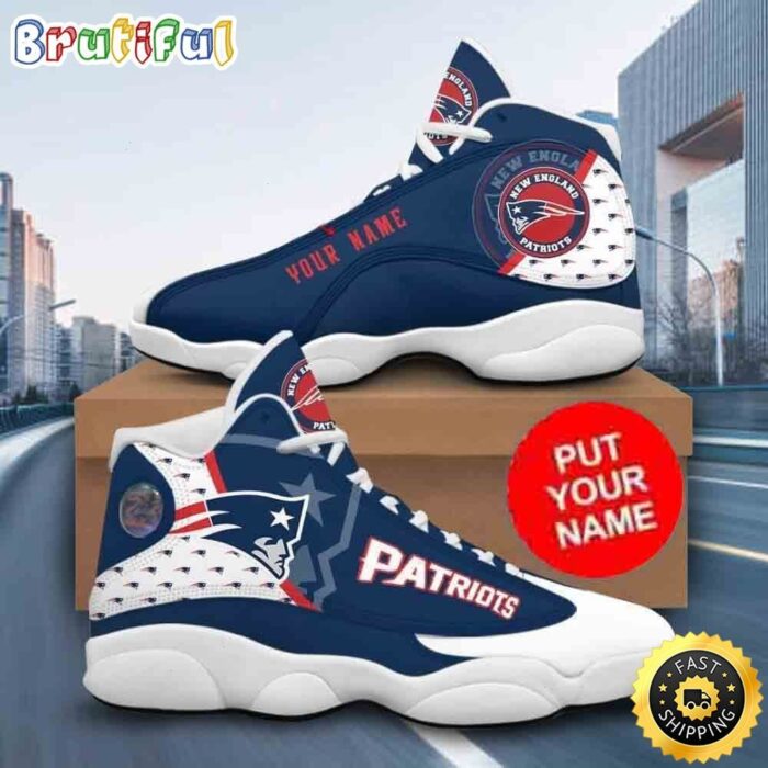 Custom Name NFL New England Patriots Logo Pattern Air Jordan 13 Shoes Printed Logo JD 13