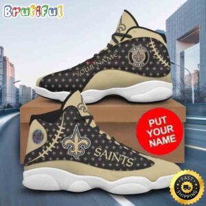 Custom Name NFL New Orleans Saints Logo Pattern Air Jordan 13 Shoes Printed Logo JD 13