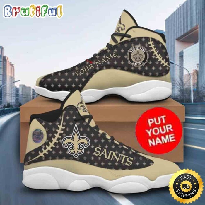 Custom Name NFL New Orleans Saints Logo Pattern Air Jordan 13 Shoes Printed Logo JD 13