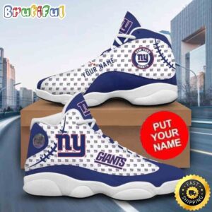 Custom Name NFL New York Giants Logo Pattern Air Jordan 13 Shoes Printed Logo JD 13