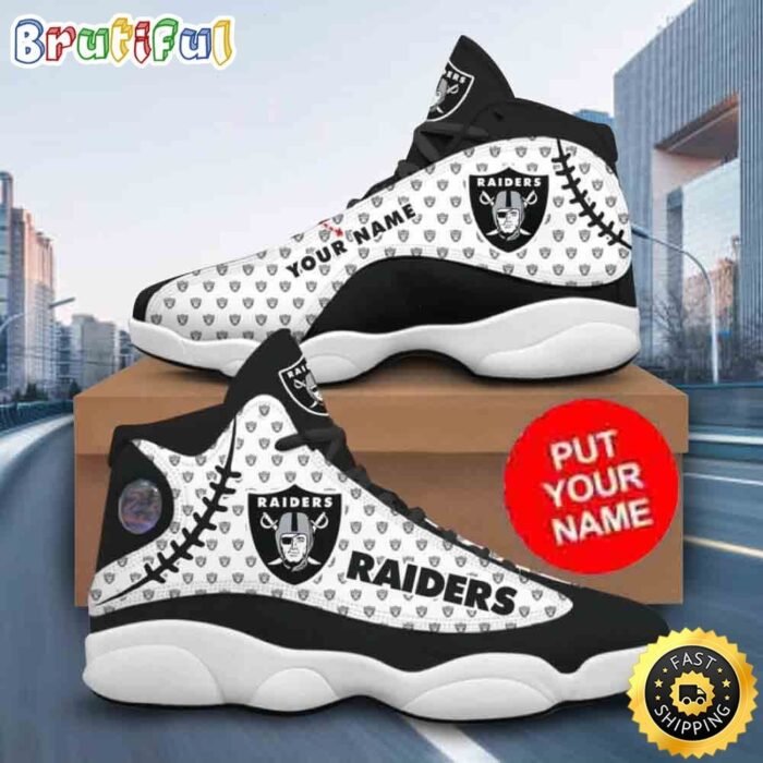 Custom Name NFL Oakland Raiders Air Jordan 13 Shoes Printed Logo JD 13