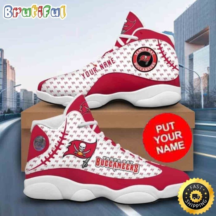 Custom Name NFL Tampa Bay Buccaneers Logo Pattern Air Jordan 13 Shoes Buccaneers Shoes Printed Logo JD 13