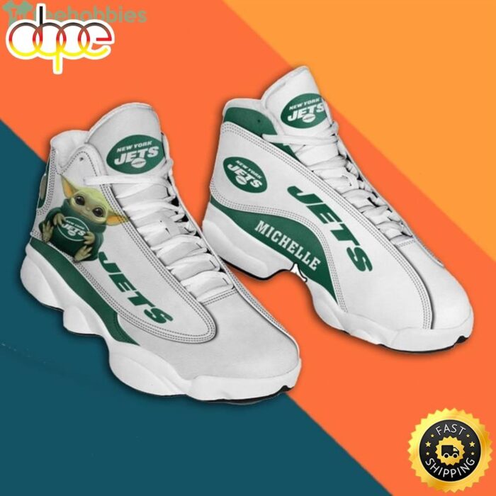 Custom Name New York Jets Baby Yoda Air Jordan 13 Sneaker Shoes