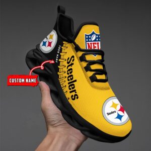 Custom Name Pittsburgh Steelers Max Soul Shoes